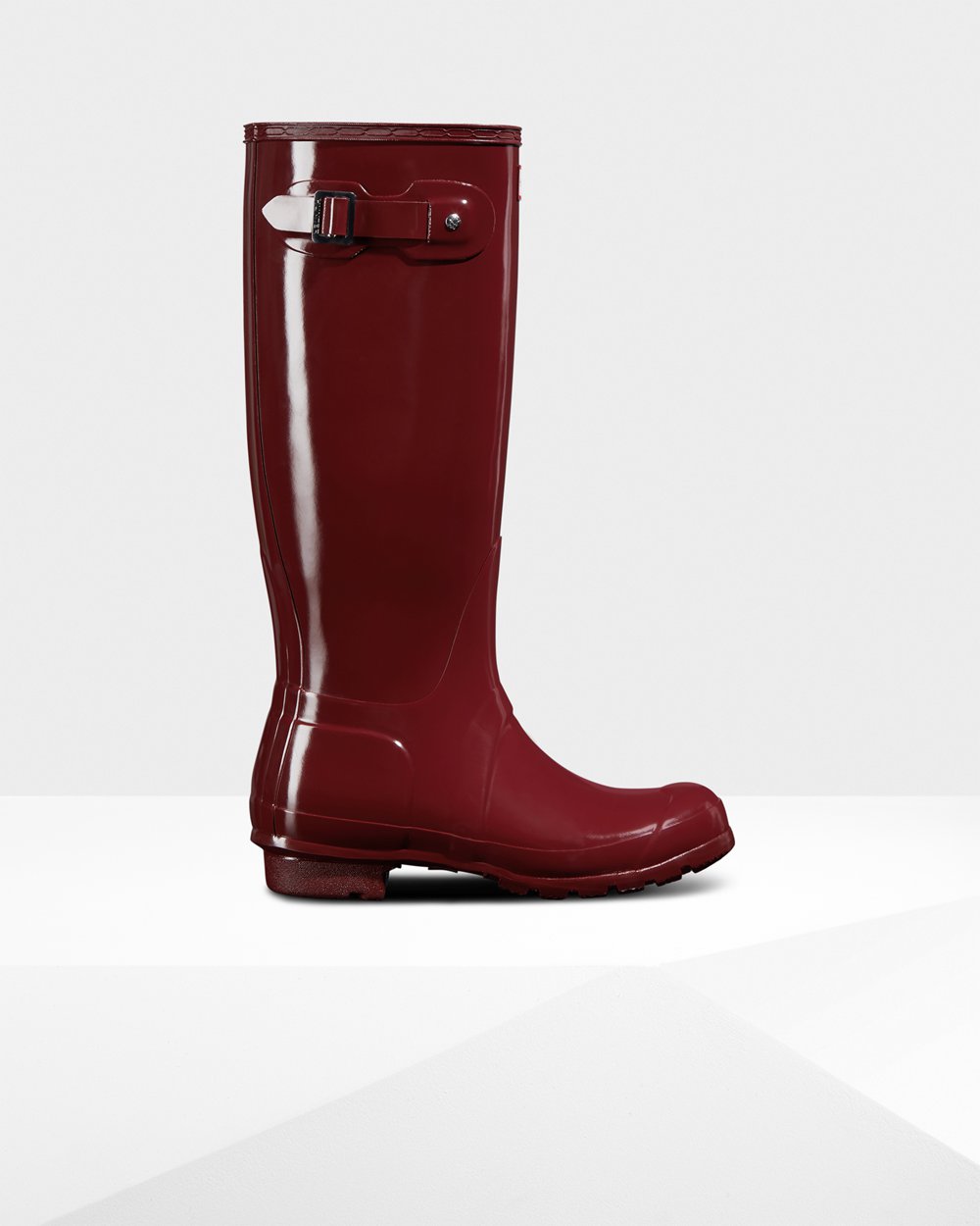 Hoge Regenlaarzen Dames - Hunter Original Gloss - Grijs Rood - 14ODGNSLC